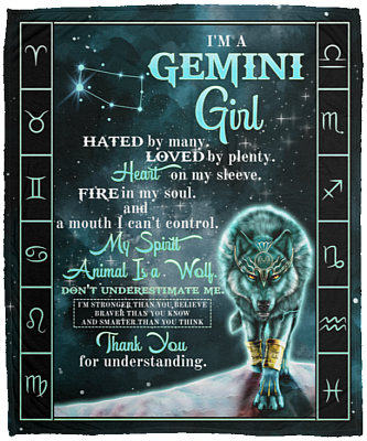 I'm a Gemini Girl Hated by Many Loved by Plenty Horoscope Zodiac Fleece Blanket - Premium Sherpa Blanket