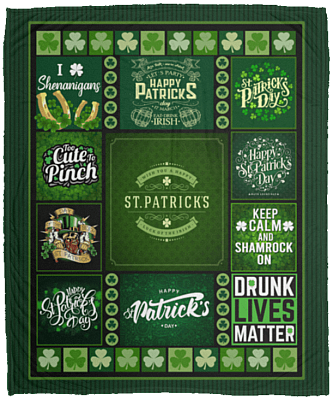 In My Veins Flows the Blood of Irish Rebels Fleece Blanket - Funny St Patrick's Day Irish Blanket