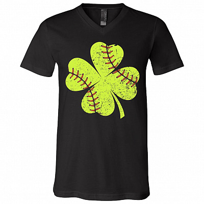 Softball St Patrick's Day Shamrock Clothing Team Sports Gifts T-Shirt V-neck - Irish Softball Shamrock Shirt