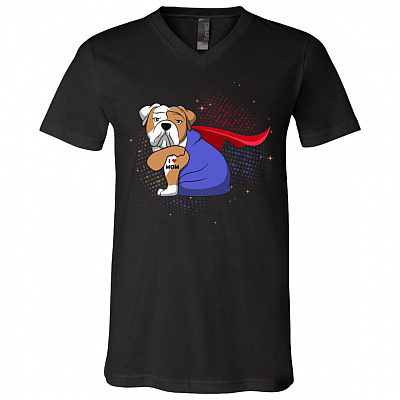 Funny English Bulldog Muscle Saying I Love You Mom T-Shirt V-neck - Show Proud English Bulldog Puppy Lover