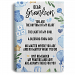 Dear Grandson You're The Rhythm Of My Heart Framed Canvas Prints - Unframed Poster - Home Decor Wall Art