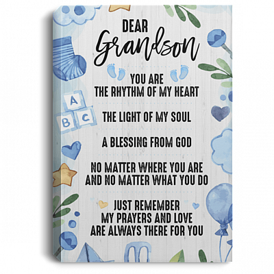 Dear Grandson You're The Rhythm Of My Heart Framed Canvas Prints - Unframed Poster - Home Decor Wall Art