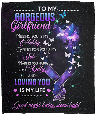To My Gorgeous Girlfriend Missing You Is My Hobby Fleece Blanket - Premium Sherpa Blanket - Woven Blanket