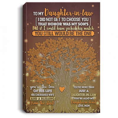 To My Daughter In Law You're My Daughter In Heart Framed Canvas Prints-Unframed Poster-Home Decor Wall Art
