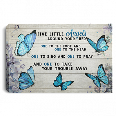 Five Little Angels Around Your Bed Butterfly Gallery Wrapped Framed Canvas Prints - Unframed Poster
