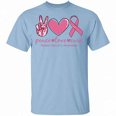 Breast Cancer Peace Love Awareness T-Shirt