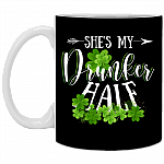 She's My Drunker Half - He's My Drunker Half Shamrock Patrick's Day Ceramic Coffee Mug - Beer Stein - Water Bottle