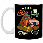 I'm A Coffee And Camping Kinda Girl Flamingo Coffee Mug - Beer Stein - Water Bottle - Color Changing Mug