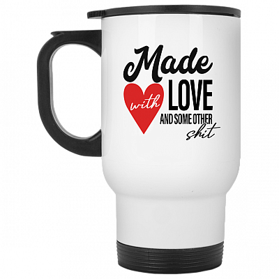 14 oz. White Travel Mug