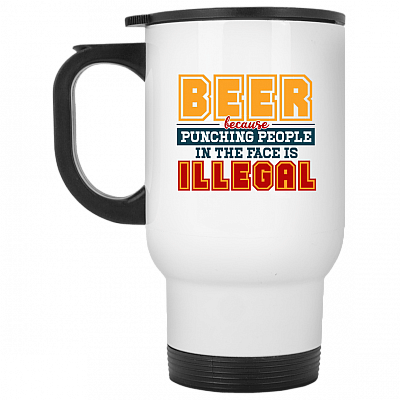 14 oz. White Travel Mug