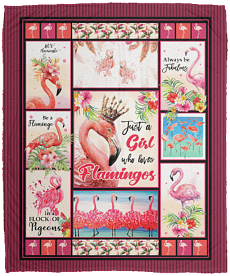 Just A Girl Who Loves Flamingos Fleece Blanket - Flamingo Lover Premium Sherpa Blanket - Woven Blanket