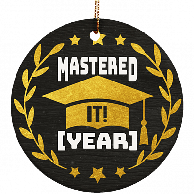 Personalized Mastered It Graduation Ornament Keepsake - College Graduation Gift Flat Circle Porcelain Ceramic Ornament