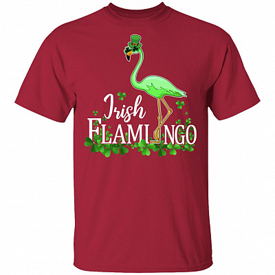 Irish Flamingo Three Leaf Clover T-Shirt - Happy St Patricks Day Shirt