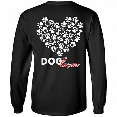 Dog Lover Paw Print on Back Only - Plain Front Hoodie - Sweatshirt - Long Sleeve Shirt