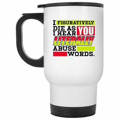 14 oz. White Travel Mug