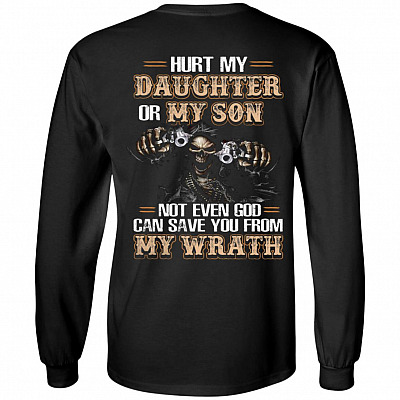 Hurt My Daughter or My Son Not Even God Print on Back Only - Plain Front Hoodie - Sweatshirt - Long Sleeve