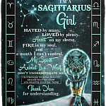 I'm a Sagittarius Girl Hated by Many Loved by Plenty Horoscope Zodiac Fleece Blanket - Premium Sherpa Blanket