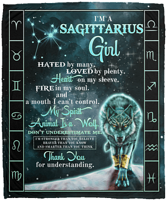 I'm a Sagittarius Girl Hated by Many Loved by Plenty Horoscope Zodiac Fleece Blanket - Premium Sherpa Blanket