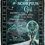 I'm a Scorpius Girl Hated by Many Loved by Plenty Horoscope Zodiac Fleece Blanket - Premium Sherpa Blanket