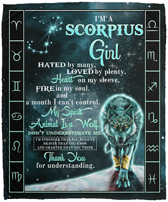 I'm a Scorpius Girl Hated by Many Loved by Plenty Horoscope Zodiac Fleece Blanket - Premium Sherpa Blanket