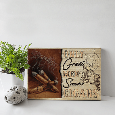 Alternative view of Only Great Men Smoke Cigars Gallery Wrapped Framed Canvas Prints - Unframed Poster - Home Decor Wall Art
