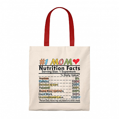 Mom Nutrition Facts Funny Canvas Tote Bag for Women -Shoulder Bag - Tote Bag Gift For Mom