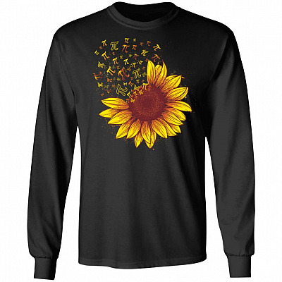 CubeBik Pi Numer Symbol Sunflower Hoodie - Sweatshirt - Long Sleeve Shirt - Cool Pi Day Sunflower Lover Shirt