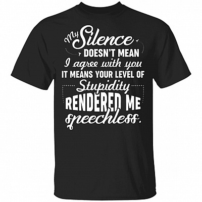 CubeBik My Silence Doesn't Mean I Agree With You It Means Your Level Of Stupidity Rendered Me Speechless Funny T-Shirt