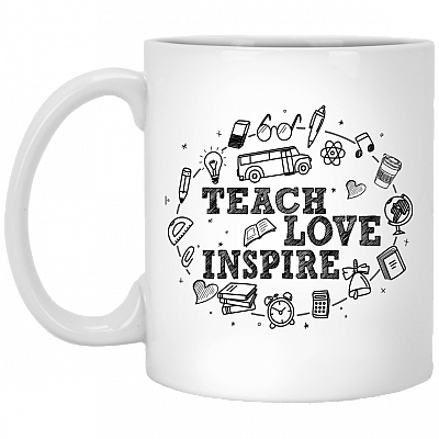 CubeBik Teach Love Inspire Ceramic Coffee Mug - Funny Teacher Mug