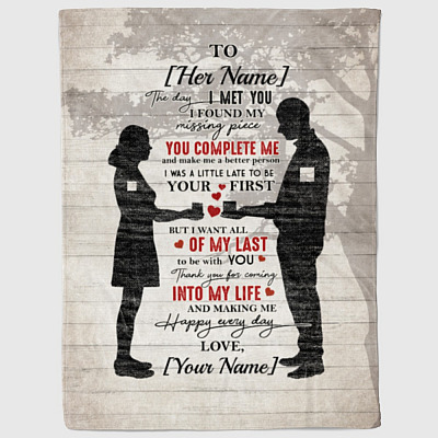 Alternative view of Personalized the Day I Met You I Found My Missing Piece Gift for Her Fleece Blanket - Premium Sherpa Blanket