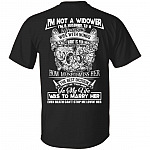 CubeBik I'm Not a Widower I'm a Husband to a Beautiful Wife with Wings Print on Back Only - Plain Front T-Shirt