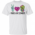 CubeBik Peace Love Zoombies T-Shirt - Funny Zombie Shirt