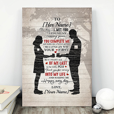 Alternative view of Personalized the Day I Met You I Found My Missing Piece Gift for Her Framed Canvas Prints - Unframed Poster