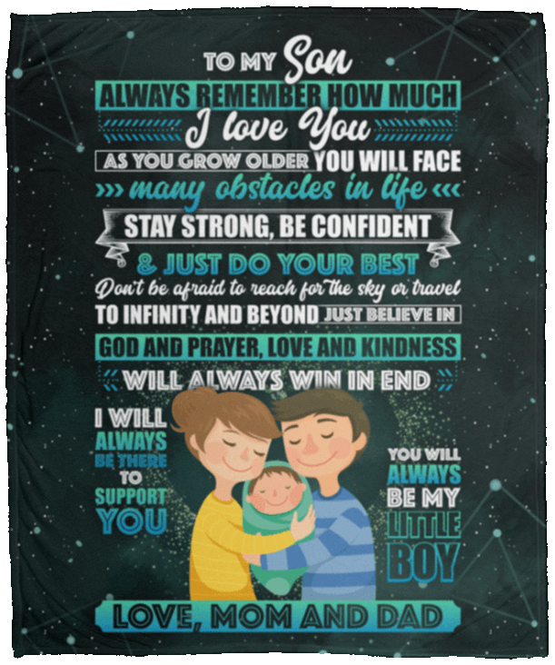 CubeBik To My Son Always Remember How Much I Love You from Mom and Dad Fleece Blanket - Premium Sherpa Blanket