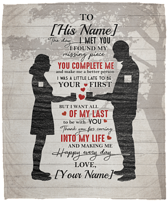 CubeBik Personalized the Day I Met You I Found My Missing Piece Gift for Him Fleece Blanket - Premium Sherpa Blanket