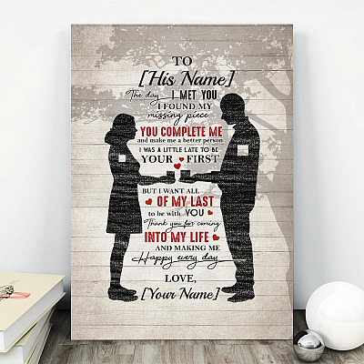 Alternative view of Personalized the Day I Met You I Found My Missing Piece Gift for Him Framed Canvas Prints - Unframed Poster