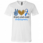 CubeBik Peace Love Cu-re Diabetes Cancer Awareness T-Shirt - V-Neck
