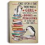 CubeBik Once Upon A Time There Was A Girl Who Really Loved Books And Penguins Framed Canvas - Unframed Poster