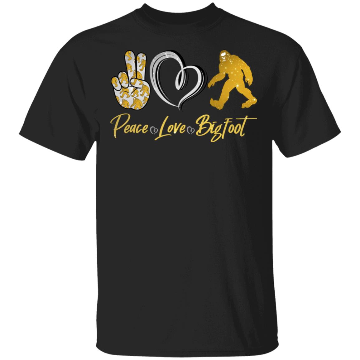 CubeBik Peace Love Bigfoot T-Shirt - Funny BigFoot Girl Shirt