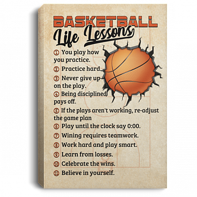 CubeBik Basketball Life Lessons You Play How You Practice Gallery Wrapped Framed Canvas Prints - Unframed Poster