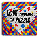 Love Completes The Puzzle Wrapped Framed Canvas Prints - Autism Awareness Home Decor Wall Art