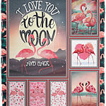 I Love You To The Moon Flamingo Lovers Fleece Blanket - Premium Sherpa Blanket - Woven Blanket