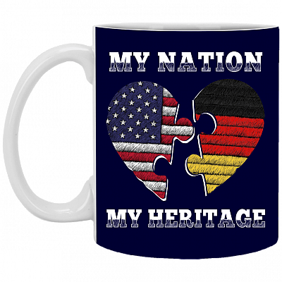 My Nation My Heri-Tage - American Flag - Flag of Germany Ceramic Coffee Mug - Beer Stein - Water Bottle