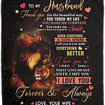 To My Husband Thank You For The Beautiful Way You Touch My Life Fleece Blanket - Premium Sherpa Blanket -Woven Blanket