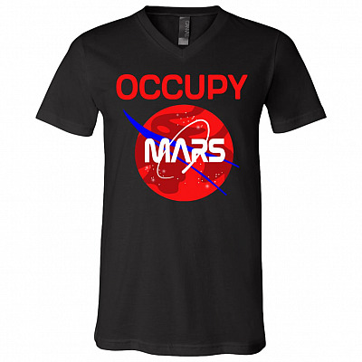 Occupy Mars T-Shirt V-neck - Astronaut Going To Destination Mars Space Station Red Planet Shirt