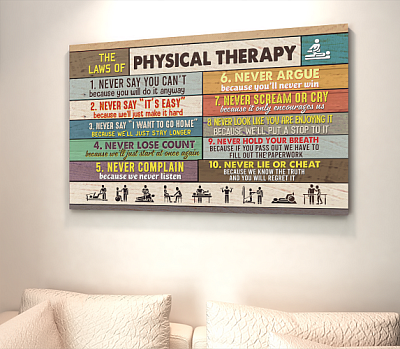 Alternative view of The Laws of Physical Therapy Never Say You Can't Vintage Gallery Wrapped Framed Canvas Prints - Unframed Poster