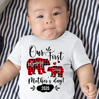 Alternative view of Our First Mother's Day Bear Personalized Baby Onesie - Baby Infant Bodysuit