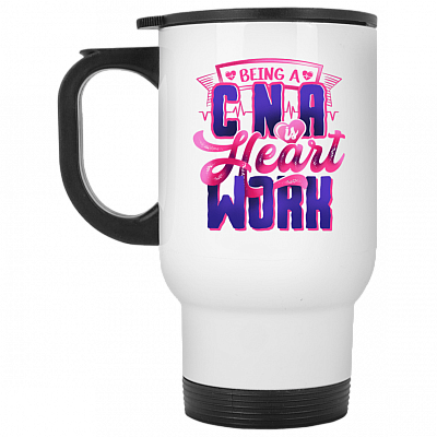 14 oz. White Travel Mug