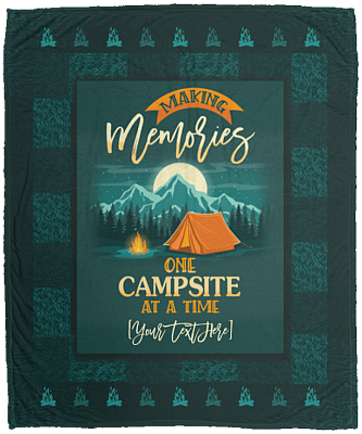 Personalized Making Memories One Campsite at a Time Family Fleece Blanket - Premium Sherpa Blanket - Woven Blanket