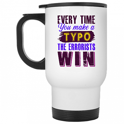 14 oz. White Travel Mug